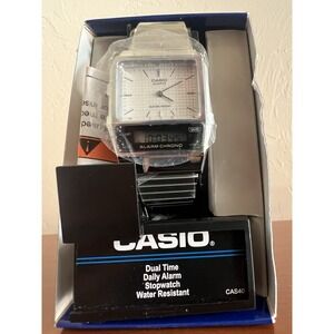 Casio AQ800E-7A, Vintage Styled Analog/Digital Silvertone Watch, Alarm, Chrono